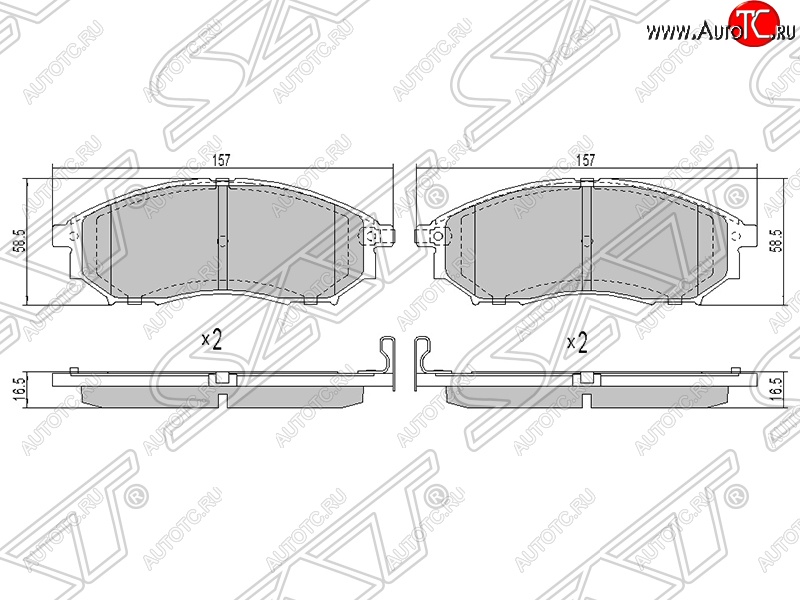 1 399 р. Колодки тормозные SAT (передние) Nissan Navara 2 D40 дорестайлинг (2004-2010)  с доставкой в г. Новочеркасск