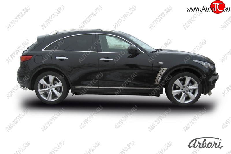 8 369 р. Защита штатных порогов Arbori (черная, d57 mm). INFINITI FX35 S51 дорестайлинг (2008-2011)  с доставкой в г. Новочеркасск