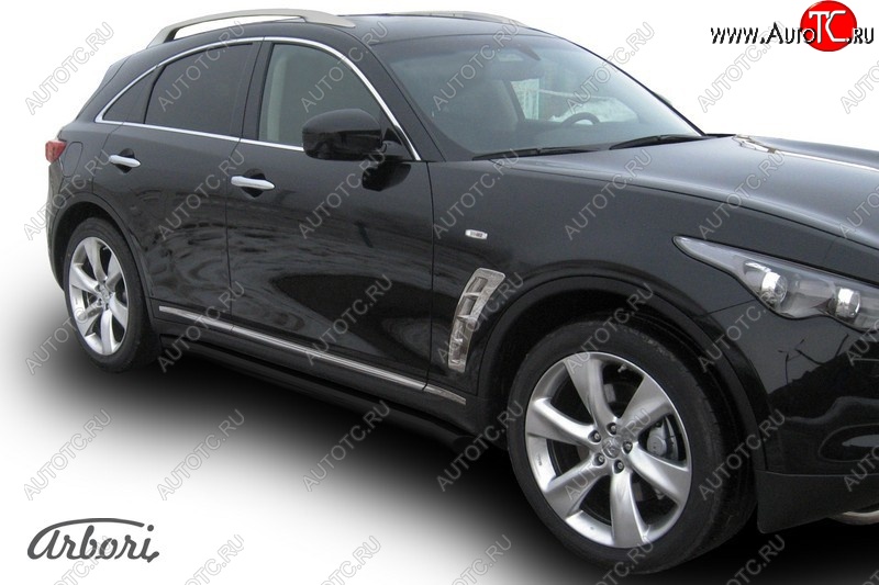 10 259 р. Защита штатных порогов Arbori (черная, d76 mm). INFINITI FX35 S51 дорестайлинг (2008-2011)  с доставкой в г. Новочеркасск