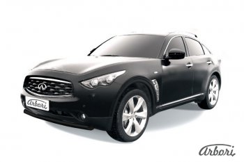 11 159 р. Защита переднего бампера Arbori (черная, 1 труба d76 mm).  INFINITI FX35  S51 - FX50  S51  с доставкой в г. Новочеркасск. Увеличить фотографию 1