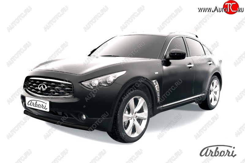 11 159 р. Защита переднего бампера Arbori (черная, 1 труба d76 mm).  INFINITI FX35  S51 - FX50  S51  с доставкой в г. Новочеркасск