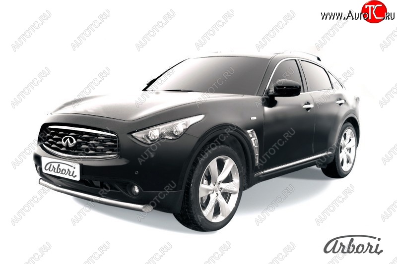 4 999 р. Защита переднего бампера Arbori (нержавейка, 1 труба d76 mm). INFINITI FX35 S51 дорестайлинг (2008-2011)  с доставкой в г. Новочеркасск