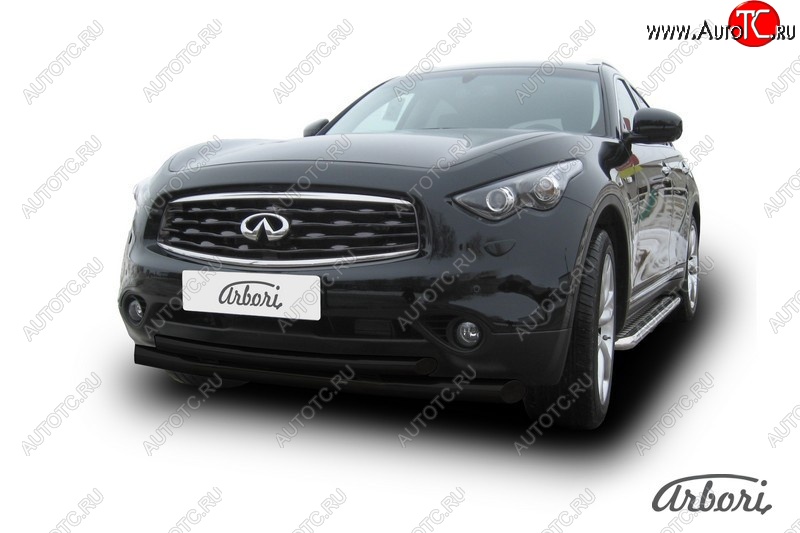 13 859 р. Защита переднего бампера Arbori (черная, 2 трубы d76 и 57 mm) INFINITI FX35 S51 дорестайлинг (2008-2011)  с доставкой в г. Новочеркасск