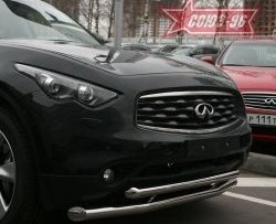 27 134 р. Защита переднего бампера двойная Souz-96 (d76/60) INFINITI FX35 S51 дорестайлинг (2008-2011)  с доставкой в г. Новочеркасск. Увеличить фотографию 2