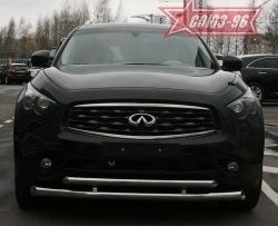 27 134 р. Защита переднего бампера двойная Souz-96 (d76/60) INFINITI FX35 S51 дорестайлинг (2008-2011)  с доставкой в г. Новочеркасск. Увеличить фотографию 1