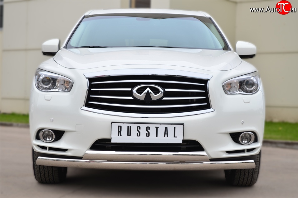 24 999 р. Защита переднего бампера (2 трубыØ75х42 мм, нержавейка) Russtal INFINITI JX35 (2012-2014)  с доставкой в г. Новочеркасск