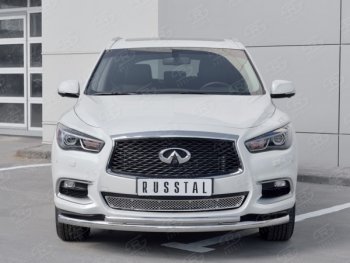 17 999 р. Защита переднего бампера (2 трубыØ63 и 42 мм, нержавейка) SLITKOFF INFINITI QX60 L50 рестайлинг (2016-2021)  с доставкой в г. Новочеркасск. Увеличить фотографию 2