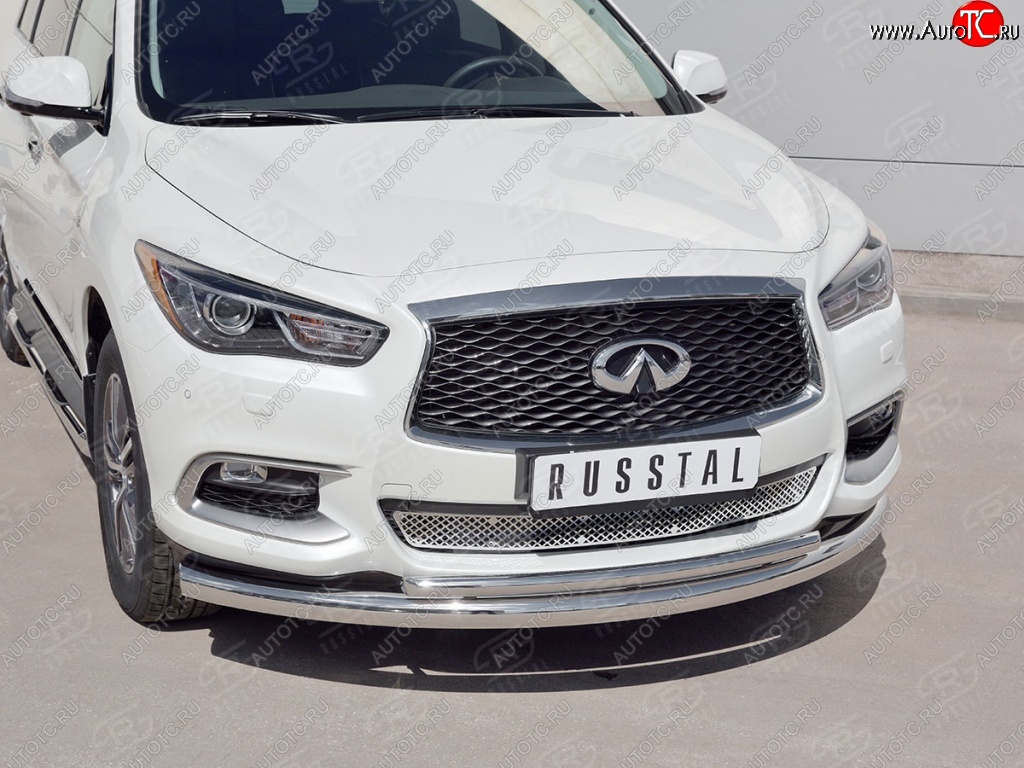 18 499 р. Защита заднего бампера (Ø76 и 42 мм, нержавейка) SLITKOFF  INFINITI QX60  L50 (2016-2021) рестайлинг  с доставкой в г. Новочеркасск