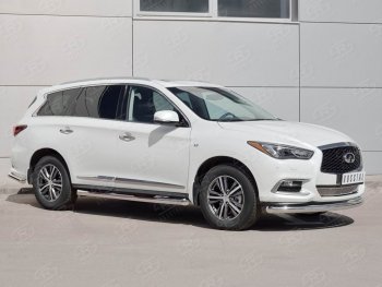 Защита переднего бампера (Ø76 мм, нержавейка) SLITKOFF INFINITI QX60 L50 рестайлинг (2016-2021)