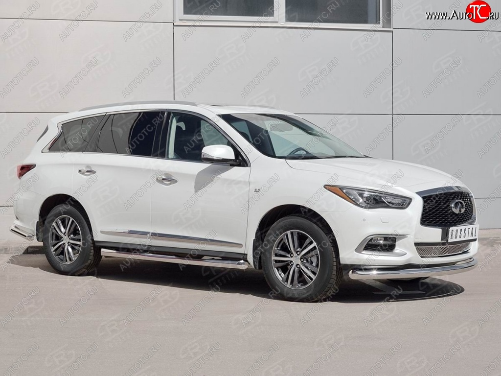 15 999 р. Защита переднего бампера (Ø76 мм, нержавейка) SLITKOFF INFINITI QX60 L50 рестайлинг (2016-2021)  с доставкой в г. Новочеркасск