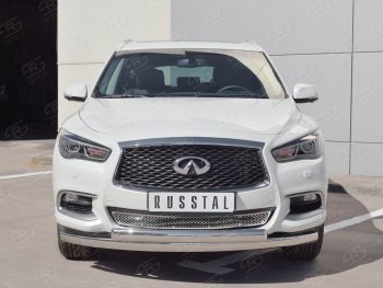 22 949 р. Защита переднего бампера (2 трубыØ63 и 75х42 мм, нержавейка) Russtal INFINITI QX60 L50 рестайлинг (2016-2021)  с доставкой в г. Новочеркасск. Увеличить фотографию 3