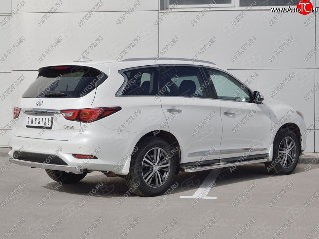 17 749 р. Защита заднего бампера (Ø75x42 мм, нержавейка) Russtal INFINITI QX60 L50 рестайлинг (2016-2021)  с доставкой в г. Новочеркасск