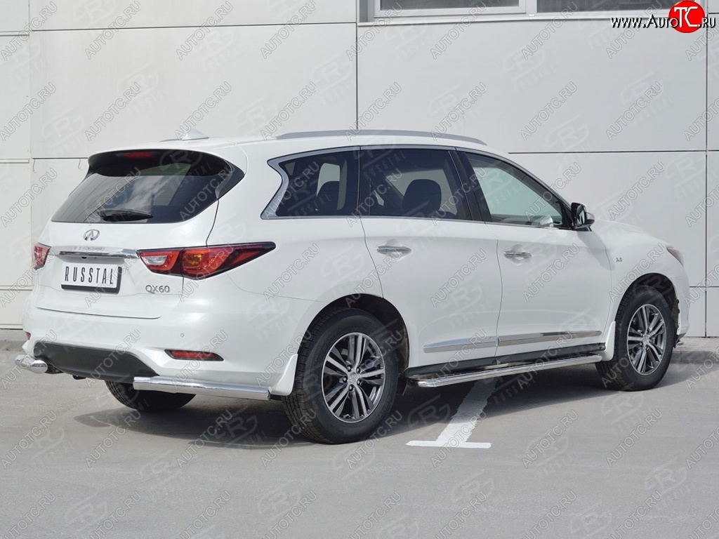 13 599 р. Защита заднего бампера (Ø76 мм уголки, нержавейка) SLITKOFF  INFINITI QX60  L50 (2016-2021) рестайлинг  с доставкой в г. Новочеркасск