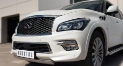 20 999 р. Защита переднего бампера (Ø75х42 мм, нержавейка) Russtal INFINITI QX80 Z62 1-ый рестайлинг (2014-2018)  с доставкой в г. Новочеркасск. Увеличить фотографию 2