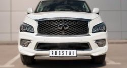 Защита переднего бампера (Ø75х42 мм, нержавейка) Russtal INFINITI QX80 Z62 1-ый рестайлинг (2014-2018)