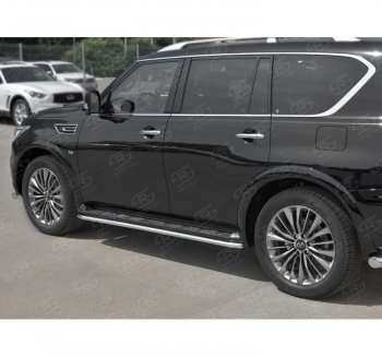 14 549 р. Защита порогов (Ø42 мм, нержавейка) SLITKOFF  INFINITI QX80  Z62 (2018-2024) 2-ой рестайлинг  с доставкой в г. Новочеркасск. Увеличить фотографию 2