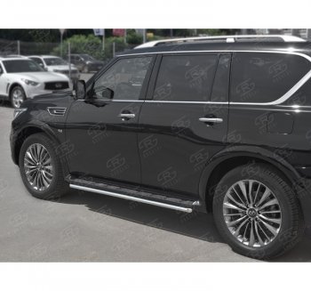 13 349 р. Защита порогов (Ø42 мм, нержавейка) SLITKOFF  INFINITI QX80  Z62 (2018-2024) 2-ой рестайлинг  с доставкой в г. Новочеркасск. Увеличить фотографию 2