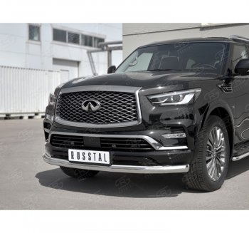 17 999 р. Защита переднего бампера (Ø76 мм, нержавейка) SLITKOFF  INFINITI QX80  Z62 (2018-2024) 2-ой рестайлинг  с доставкой в г. Новочеркасск. Увеличить фотографию 3