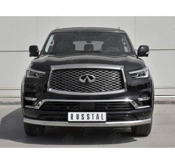 17 999 р. Защита переднего бампера (Ø76 мм, нержавейка) SLITKOFF  INFINITI QX80  Z62 (2018-2024) 2-ой рестайлинг  с доставкой в г. Новочеркасск. Увеличить фотографию 4