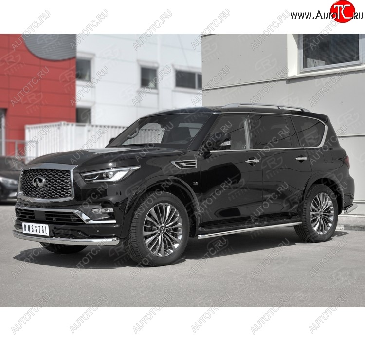 17 999 р. Защита переднего бампера (Ø76 мм, нержавейка) SLITKOFF  INFINITI QX80  Z62 (2018-2024) 2-ой рестайлинг  с доставкой в г. Новочеркасск