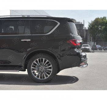 17 849 р. Защита заднего бампера (Ø76 мм, нержавейка) SLITKOFF  INFINITI QX80  Z62 (2018-2024) 2-ой рестайлинг  с доставкой в г. Новочеркасск. Увеличить фотографию 2