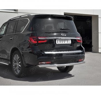 17 849 р. Защита заднего бампера (Ø76 мм, нержавейка) SLITKOFF  INFINITI QX80  Z62 (2018-2024) 2-ой рестайлинг  с доставкой в г. Новочеркасск. Увеличить фотографию 3