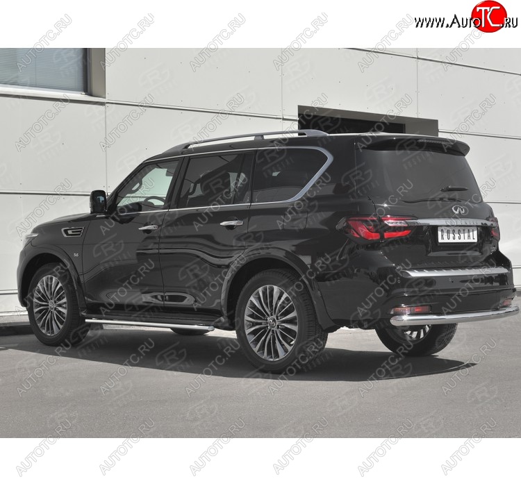 17 849 р. Защита заднего бампера (Ø76 мм, нержавейка) SLITKOFF  INFINITI QX80  Z62 (2018-2024) 2-ой рестайлинг  с доставкой в г. Новочеркасск