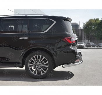 13 849 р. Защита заднего бампера (Ø76 мм, нержавейка) SLITKOFF  INFINITI QX80  Z62 (2018-2024) 2-ой рестайлинг  с доставкой в г. Новочеркасск. Увеличить фотографию 2