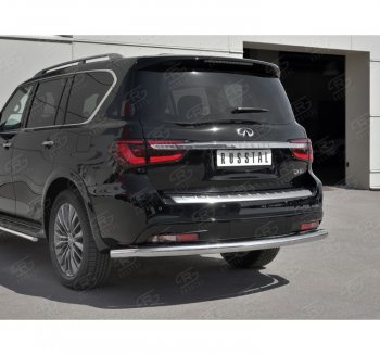 13 849 р. Защита заднего бампера (Ø76 мм, нержавейка) SLITKOFF  INFINITI QX80  Z62 (2018-2024) 2-ой рестайлинг  с доставкой в г. Новочеркасск. Увеличить фотографию 3