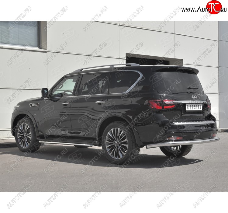 13 849 р. Защита заднего бампера (Ø76 мм, нержавейка) SLITKOFF  INFINITI QX80  Z62 (2018-2024) 2-ой рестайлинг  с доставкой в г. Новочеркасск