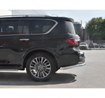 14 849 р. Защита заднего бампера (Ø76 мм уголки, нержавейка) SLITKOFF  INFINITI QX80  Z62 (2018-2024) 2-ой рестайлинг  с доставкой в г. Новочеркасск. Увеличить фотографию 2