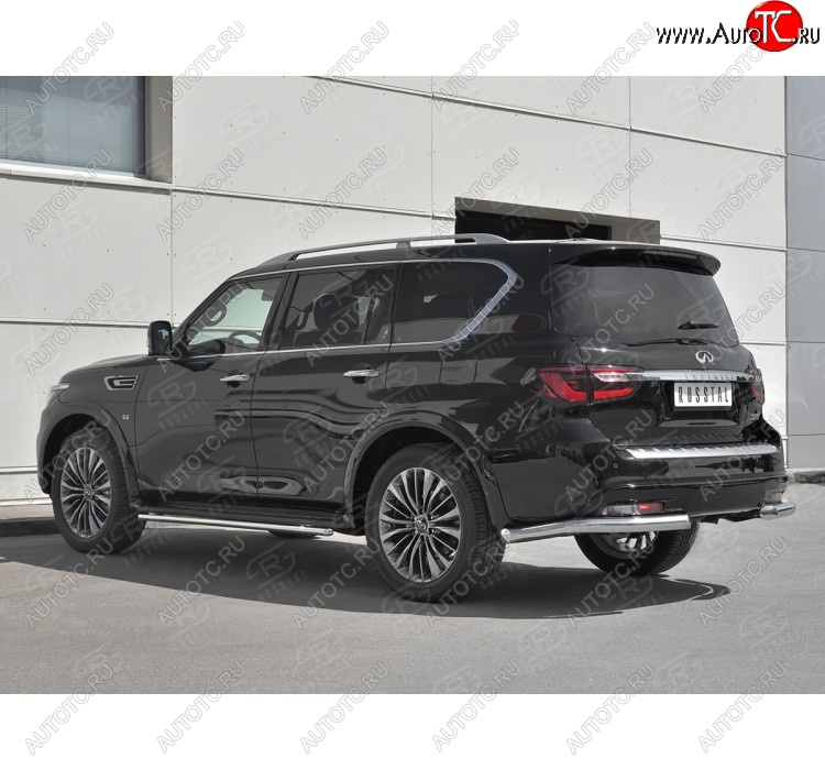 14 849 р. Защита заднего бампера (Ø76 мм уголки, нержавейка) SLITKOFF  INFINITI QX80  Z62 (2018-2024) 2-ой рестайлинг  с доставкой в г. Новочеркасск