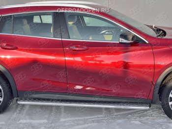 20 499 р. Порожки для ног (труба Ø42) SLITKOFF  INFINITI QX30  H15E (2016-2020) (Вариант 2 (лист алюм, проф.сталь))  с доставкой в г. Новочеркасск. Увеличить фотографию 2