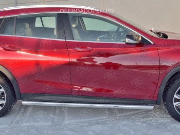 17 599 р. Защита порогов (Ø63 мм) SLITKOFF  INFINITI QX30  H15E (2016-2020) (Вариант 3 (круглые торцы под 90°))  с доставкой в г. Новочеркасск. Увеличить фотографию 3