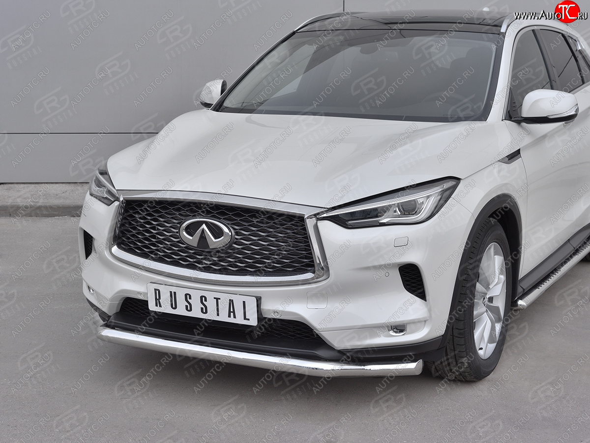 15 799 р. Защита переднего бампера (Ø42 мм волна, нержавейка)  INFINITI Qx50  J55 (2017-2022)  с доставкой в г. Новочеркасск