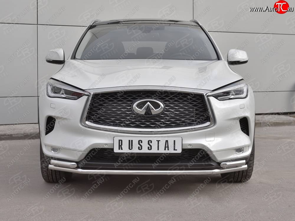 16 599 р. Защита переднего бампера (2 трубы Ø42 мм, нержавейка) SLITKOFF INFINITI Qx50 J55 (2017-2022)  с доставкой в г. Новочеркасск