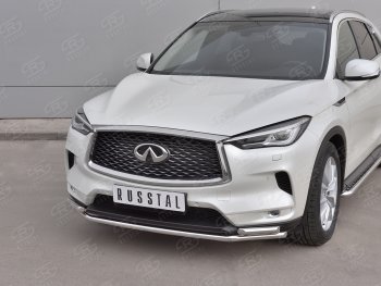 16 599 р. Защита переднего бампера (2 трубы Ø42 мм, нержавейка) SLITKOFF INFINITI Qx50 J55 (2017-2022)  с доставкой в г. Новочеркасск. Увеличить фотографию 2