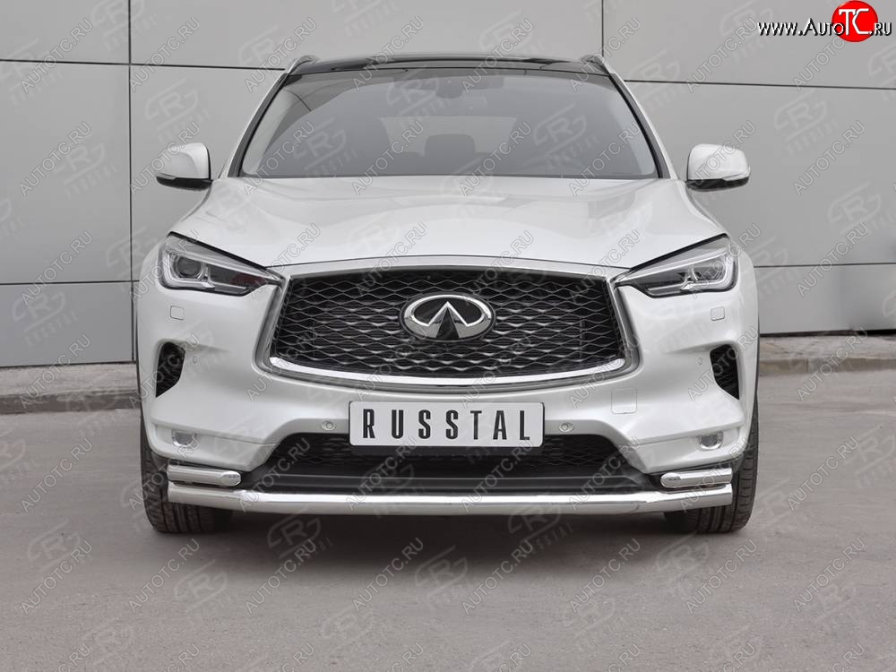 21 749 р. Защита переднего бампера (2 трубы Ø63 и 42 мм, нержавейка) SLITKOFF INFINITI Qx50 J55 (2017-2022)  с доставкой в г. Новочеркасск