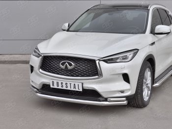 21 749 р. Защита переднего бампера (2 трубы Ø63 и 42 мм, нержавейка) SLITKOFF INFINITI Qx50 J55 (2017-2022)  с доставкой в г. Новочеркасск. Увеличить фотографию 2