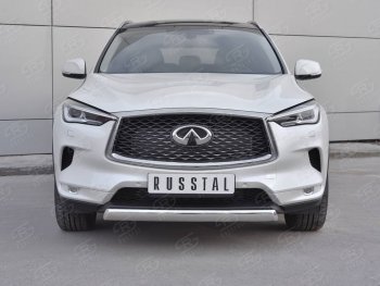 Защита переднего бампера (Ø75х42 дуга, нержавейка) Russtal INFINITI Qx50 J55 (2017-2022)