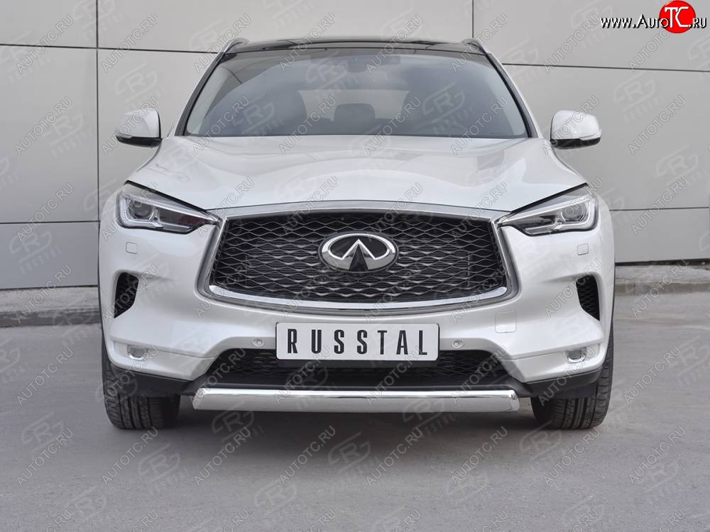 15 649 р. Защита переднего бампера (Ø75х42 дуга, нержавейка) Russtal INFINITI Qx50 J55 (2017-2022)  с доставкой в г. Новочеркасск