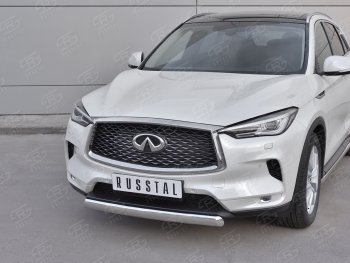 15 649 р. Защита переднего бампера (Ø75х42 дуга, нержавейка) Russtal INFINITI Qx50 J55 (2017-2022)  с доставкой в г. Новочеркасск. Увеличить фотографию 2