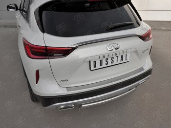 2 199 р. Защитная накладка на задний бампер Russtal (нержавейка зеркальная) INFINITI Qx50 J55 (2017-2022)  с доставкой в г. Новочеркасск. Увеличить фотографию 2