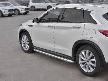 24 749 р. Порожки для ног Russtal (Ø63 мм)  INFINITI Qx50  J55 (2017-2022) (Лист алюминиевый, труба - нержавейка)  с доставкой в г. Новочеркасск. Увеличить фотографию 1