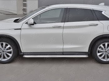 24 749 р. Порожки для ног Russtal (Ø63 мм)  INFINITI Qx50  J55 (2017-2022) (Лист алюминиевый, труба - нержавейка)  с доставкой в г. Новочеркасск. Увеличить фотографию 2