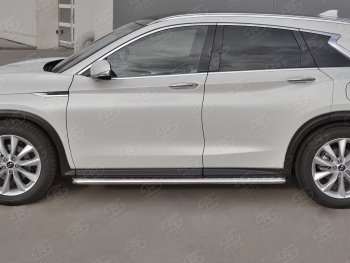 21 699 р. Порожки для ног SLITKOFF (Ø42 мм)  INFINITI Qx50  J55 (2017-2022) (Лист алюминиевый, труба - нержавейка)  с доставкой в г. Новочеркасск. Увеличить фотографию 2