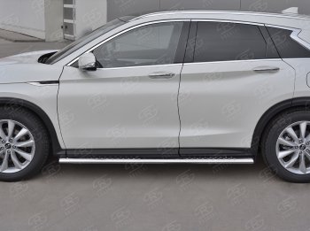 30 649 р. Защита порогов (Ø120x60 мм с проступью, нержавейка) Russtal INFINITI Qx50 J55 (2017-2022)  с доставкой в г. Новочеркасск. Увеличить фотографию 3