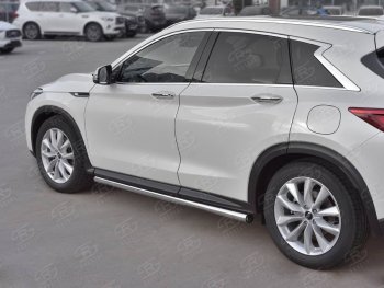 Защита порогов (Ø63 мм, нержавейка) Russtal INFINITI Qx50 J55 (2017-2022)