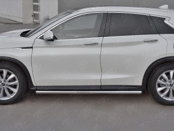 13 849 р. Защита порогов (Ø63 мм, нержавейка) Russtal INFINITI Qx50 J55 (2017-2022) (С пластиковыми заглушками на торцах)  с доставкой в г. Новочеркасск. Увеличить фотографию 3