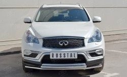 Защита переднего бампера (2 трубыØ42 мм, нержавейка) Russtal INFINITI Qx50 J50 дорестайлинг (2013-2016)